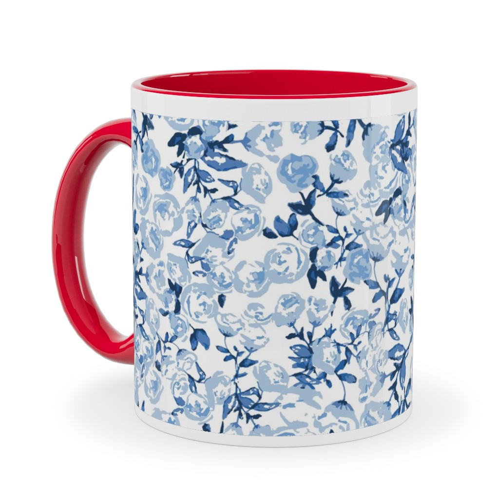 a Thousand Roses - Blue Ceramic Mug, Red, , 11oz, Blue, True Blue