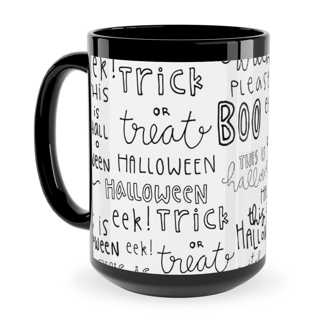 Halloween Words - White Ceramic Mug, Black, , 15oz, White, White