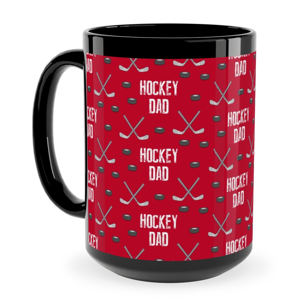 Hockey Dad - Red Ceramic Mug, Black, , 15oz, Red, Red