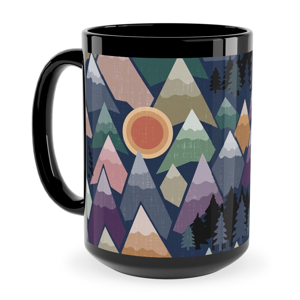 the Mountains Are Calling - Colourful Ceramic Mug, Black, , 15oz, Multicolor