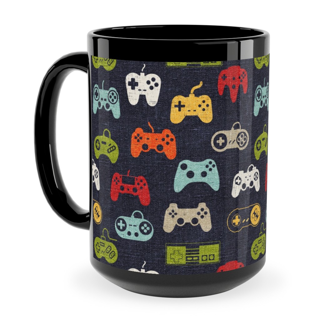 Game Controllers - Navy Multi Ceramic Mug, Black,  , 15oz, Multicolor