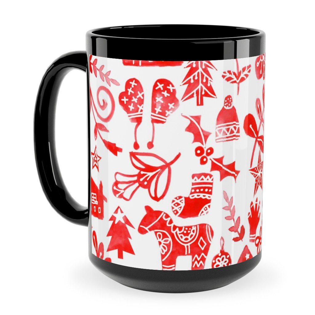 Red Christmas Ceramic Mug, Black, , 15oz, Red, Red