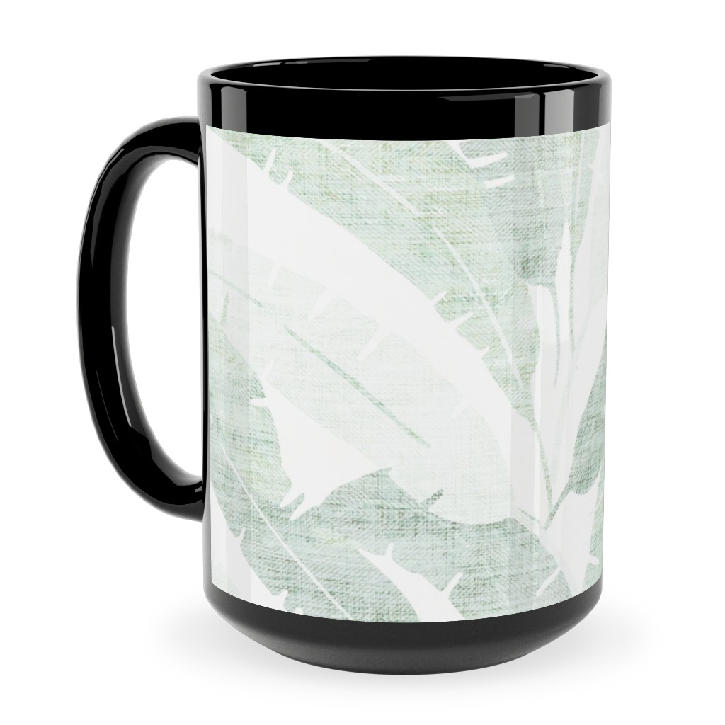 Banana Leaf - Light Ceramic Mug, Black, , 15oz, Green, Classic Green