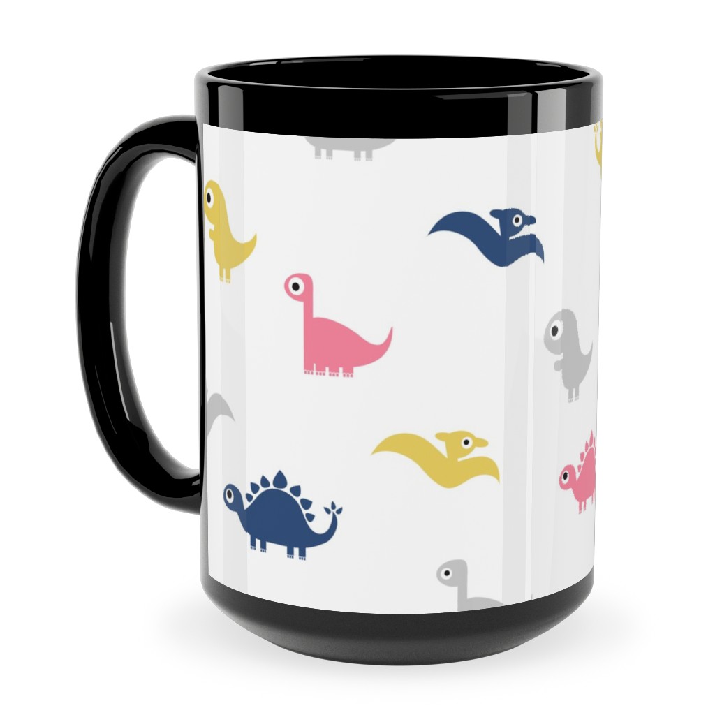Dino Print - Multi Ceramic Mug, Black,  , 15oz, Multicolor