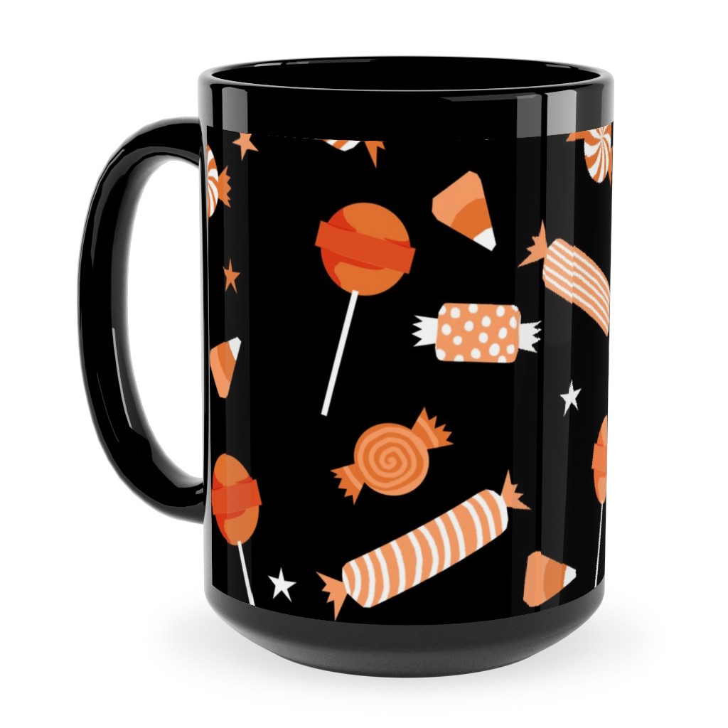 Halloween Candy - Orange and Black Ceramic Mug, Black, , 15oz, Black, Black