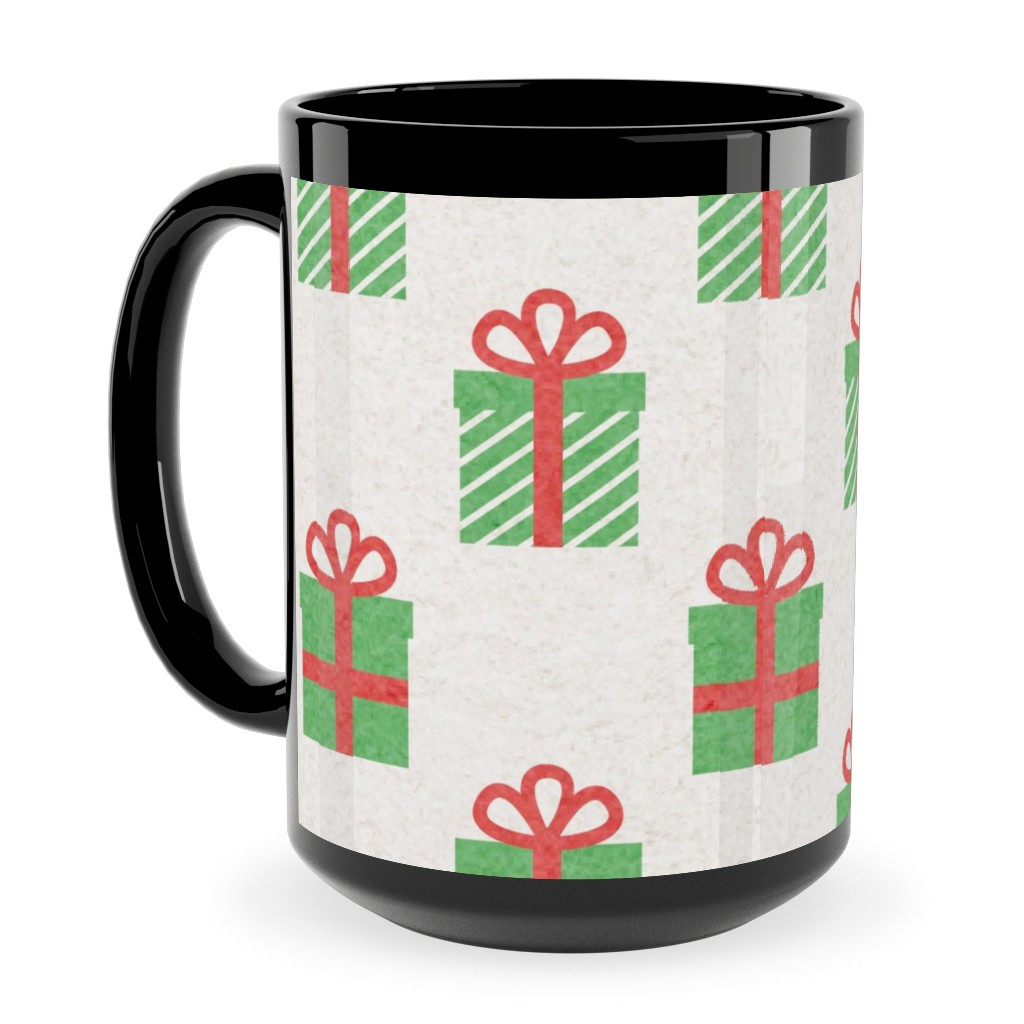 Christmas Presents Ceramic Mug, Black, , 15oz, Multicolor