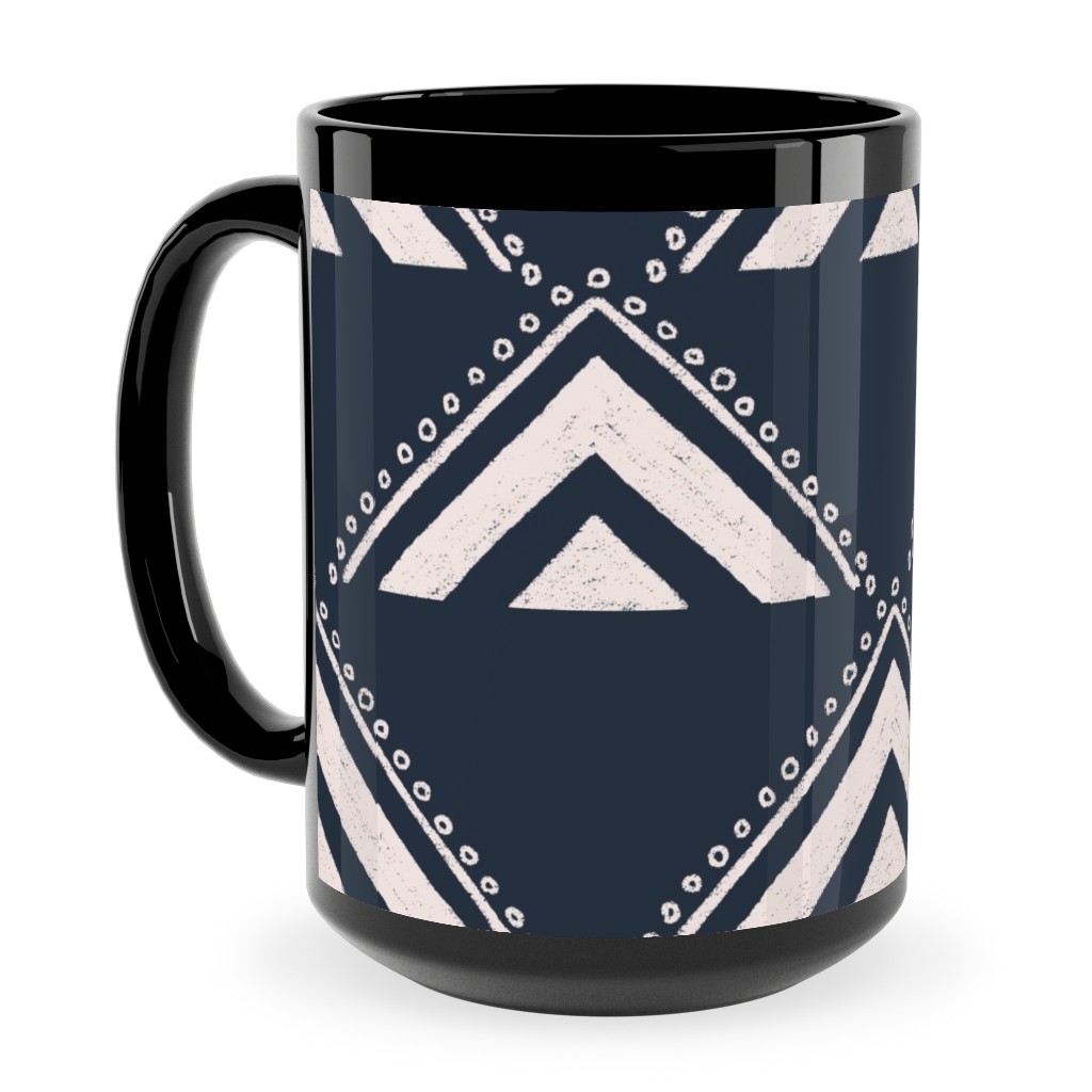 Lead the Way Triangles - Blue Ceramic Mug, Black, , 15oz, Blue, True Blue