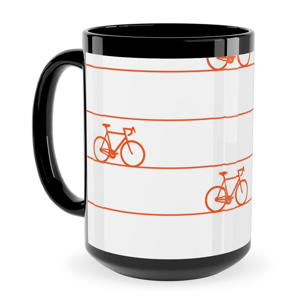 Biking Ceramic Mug, Black, , 15oz, Orange, Fawn