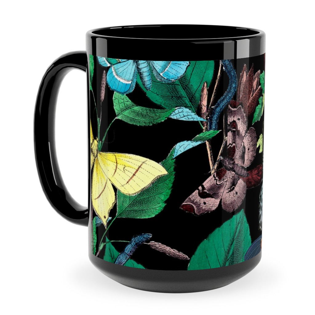 Butterfly Sanctuary - Multi on Black Ceramic Mug, Black,  , 15oz, Multicolor