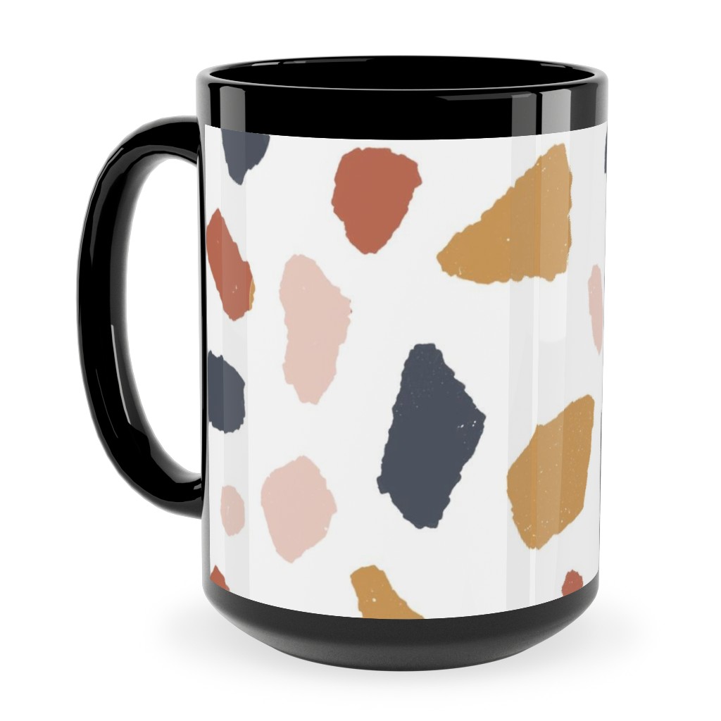 Terrazzo Tile - Neutral Ceramic Mug, Black,  , 15oz, Beige