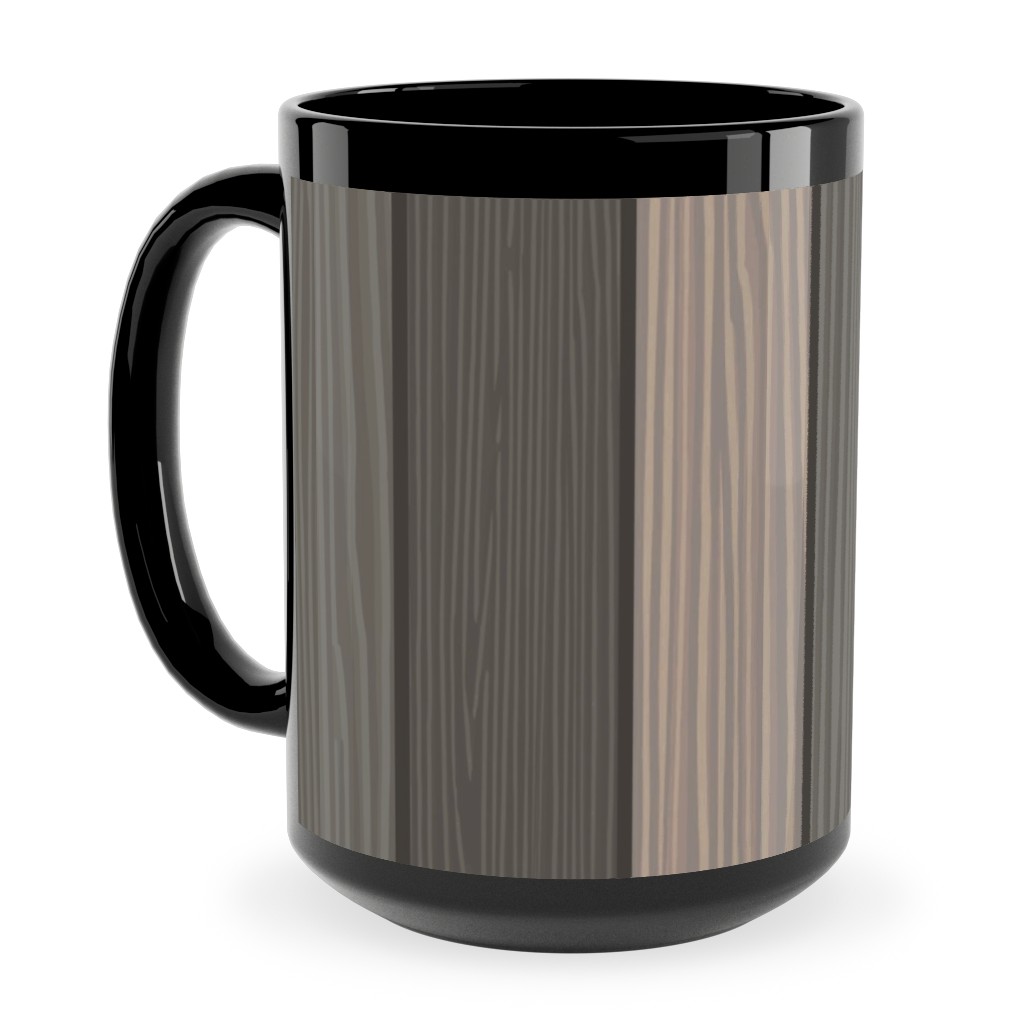 Old Wood Planks Driftwood - Brown Ceramic Mug, Black, , 15oz, Brown, Brown