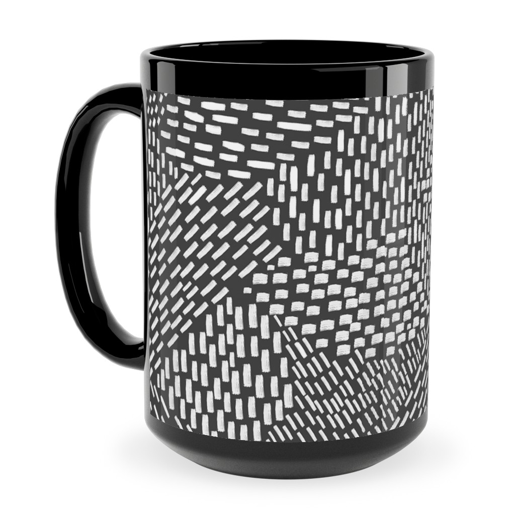 Abstract Brushstrokes Ceramic Mug, Black, , 15oz, Black, Gray