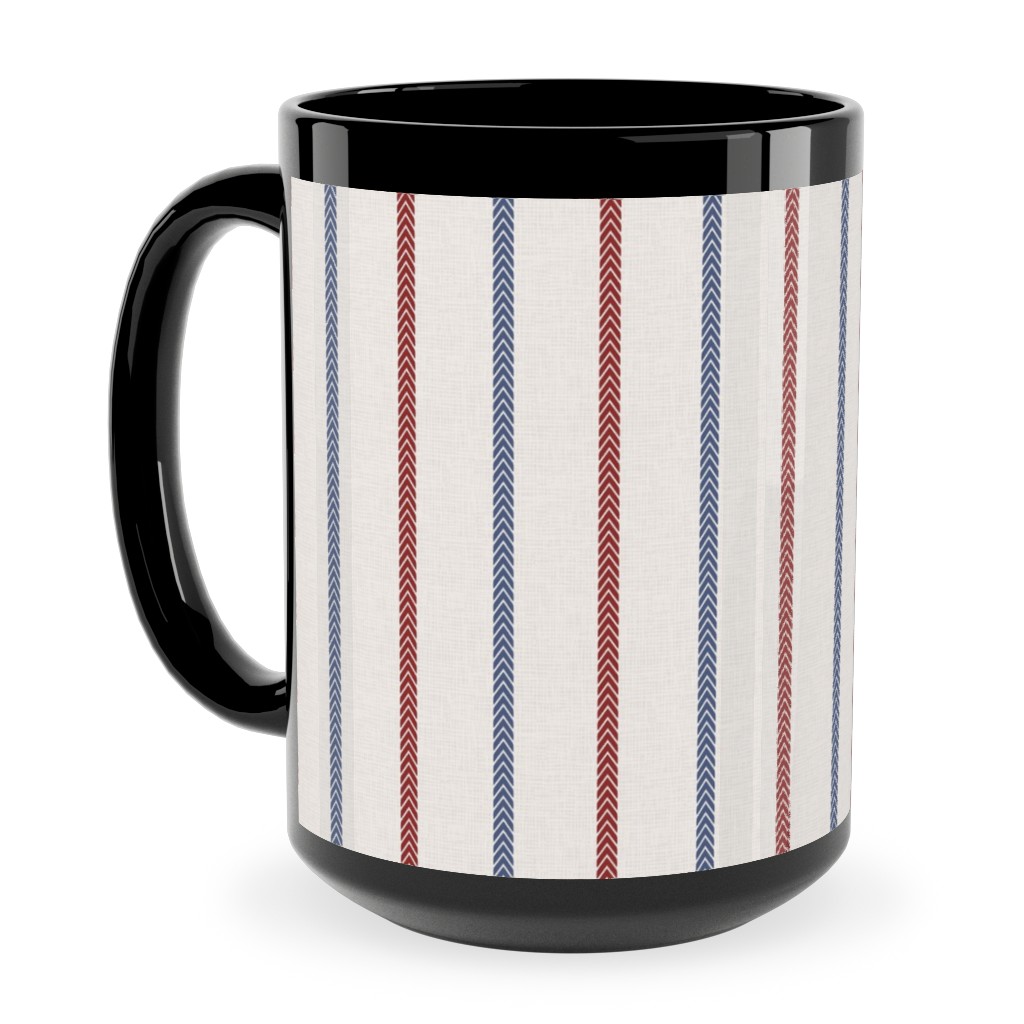 Baseball Ball Stitch Ticking Stripe on Soft Gray Ceramic Mug, Black, , 15oz, Beige, Pearl