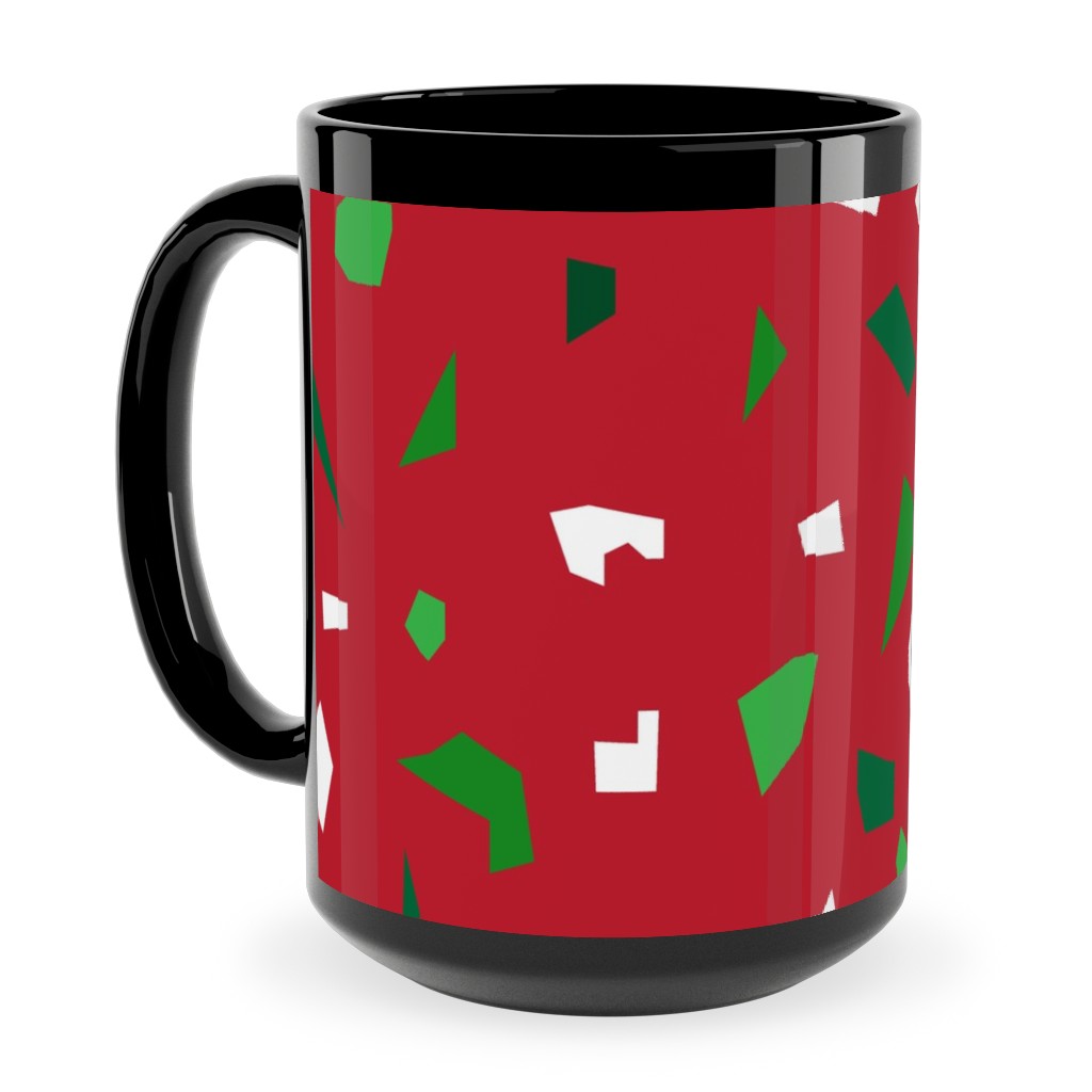 Christmas Terrazzo Ceramic Mug, Black, , 15oz, Red, Red