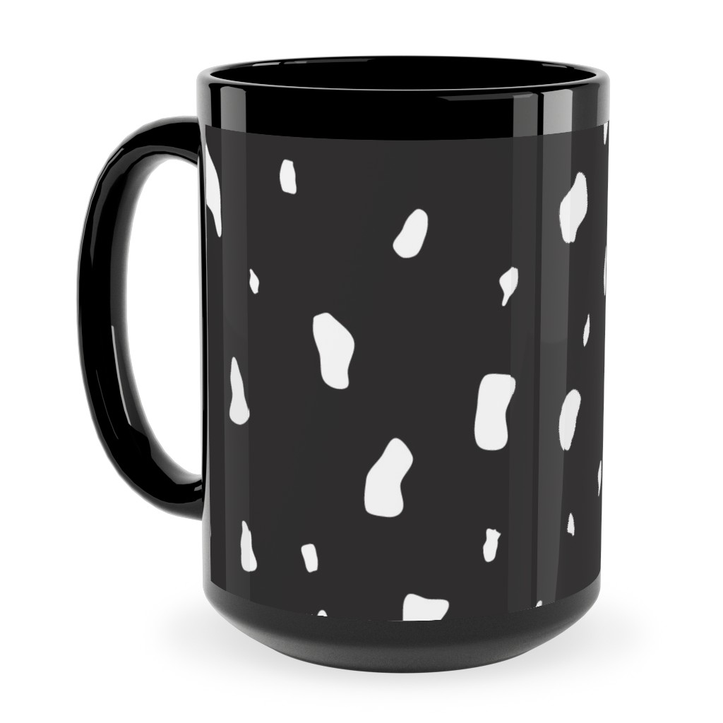 Chipped - Black and White Ceramic Mug, Black, , 15oz, Black, Black
