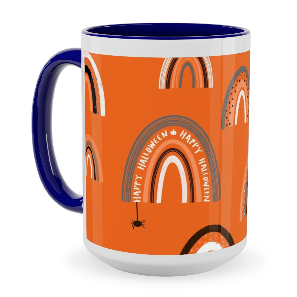 Happy Halloween Rainbows - Orange Ceramic Mug, Blue, , 15oz, Orange, Orange