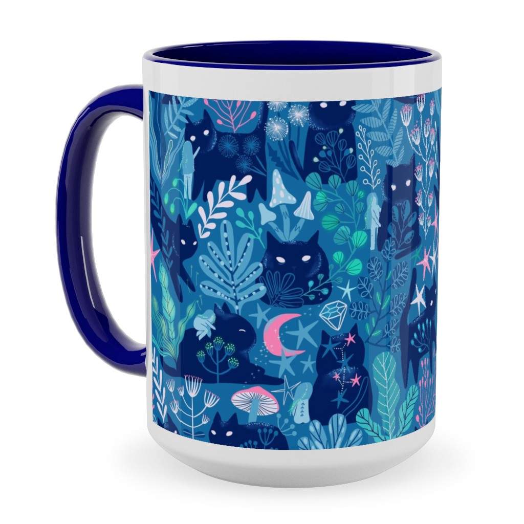 Meowgical Friends - Multicolor Ceramic Mug, Blue,  , 15oz, Blue