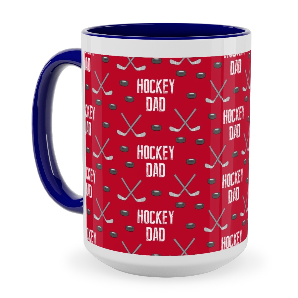 Hockey Dad - Red Ceramic Mug, Blue, , 15oz, Red, Red