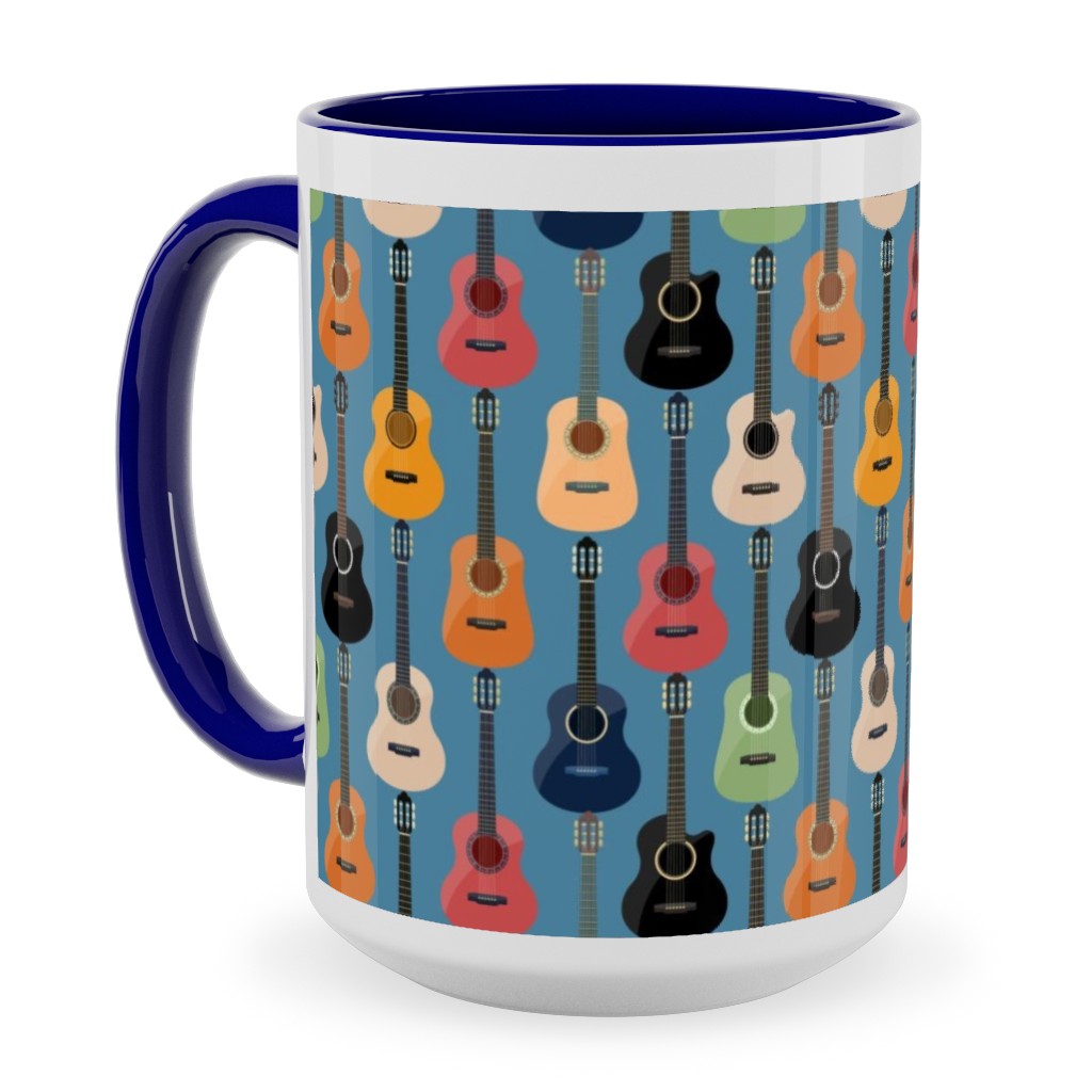 Guitars - Blue Ceramic Mug, Blue,  , 15oz, Blue