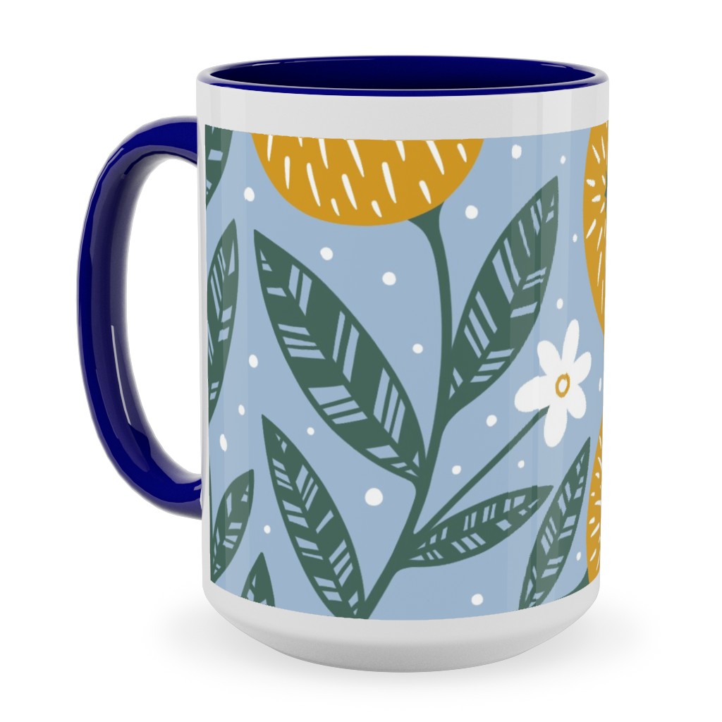 Orange Trees - Blue Ceramic Mug, Blue, , 15oz, Blue, True Blue