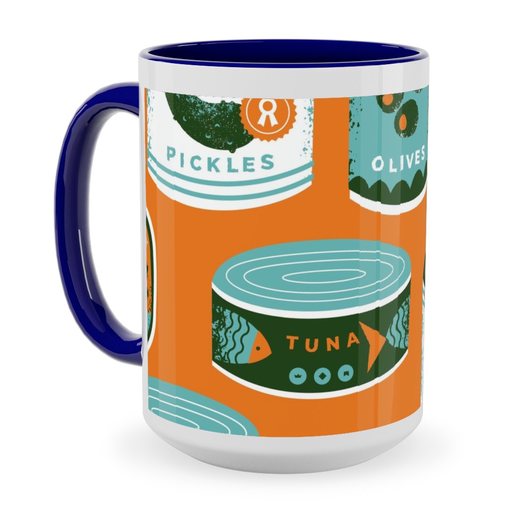 Canned Goods Ceramic Mug, Blue, , 15oz, Orange, Fawn