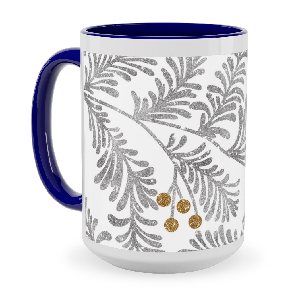 Winter Branches Ceramic Mug, Blue, , 15oz, Gray, Smoke