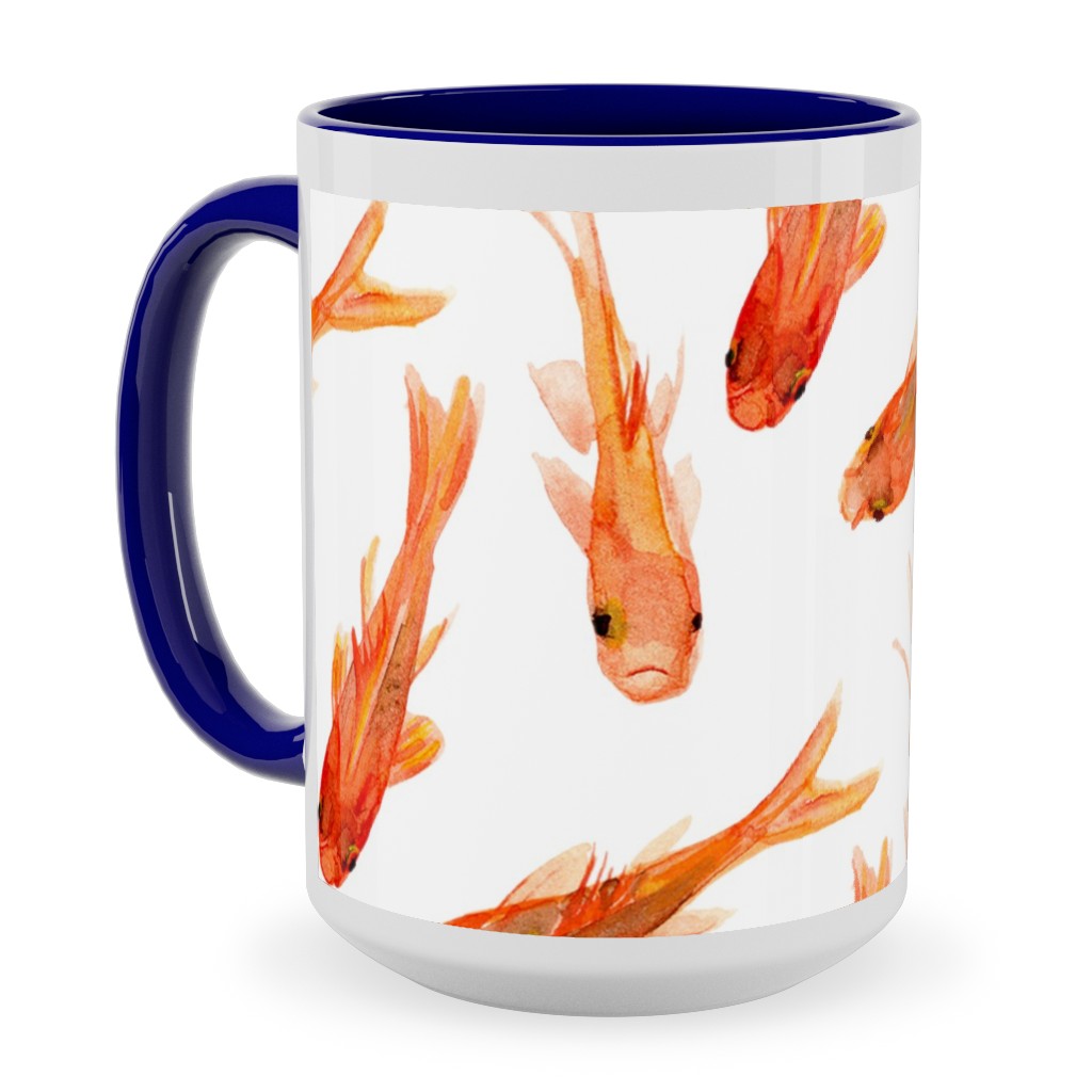 Goldfish Ceramic Mug, Blue, , 15oz, Orange, Orange
