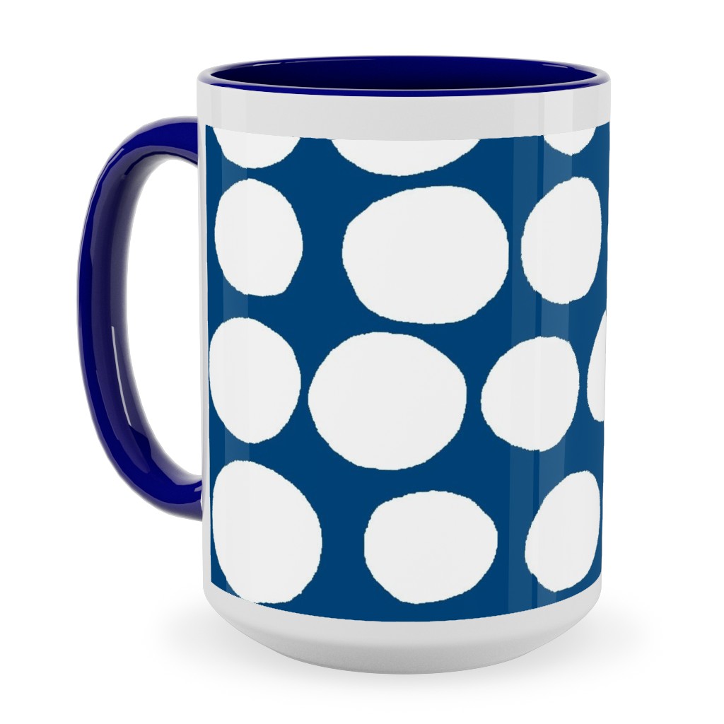 Jumbo Peas - Deep Blue and White Ceramic Mug, Blue, , 15oz, Blue, True Blue