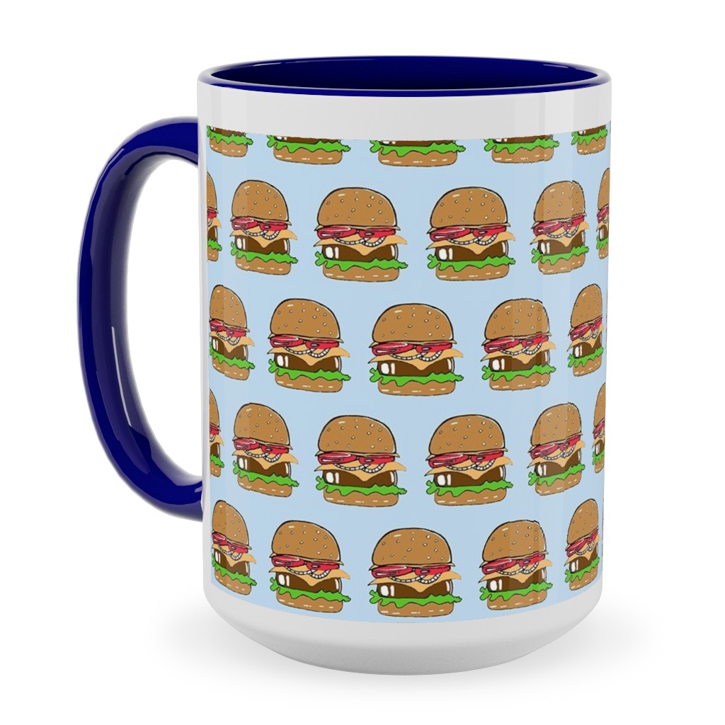 Burgers - Multicolor Ceramic Mug, Blue,  , 15oz, Blue