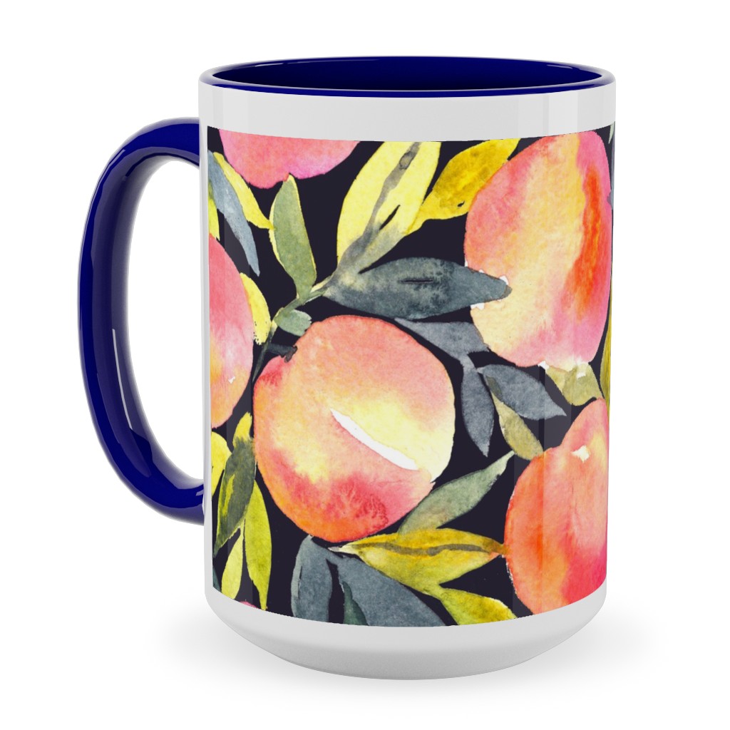 Fragrant Peaches - Multi Ceramic Mug, Blue,  , 15oz, Multicolor