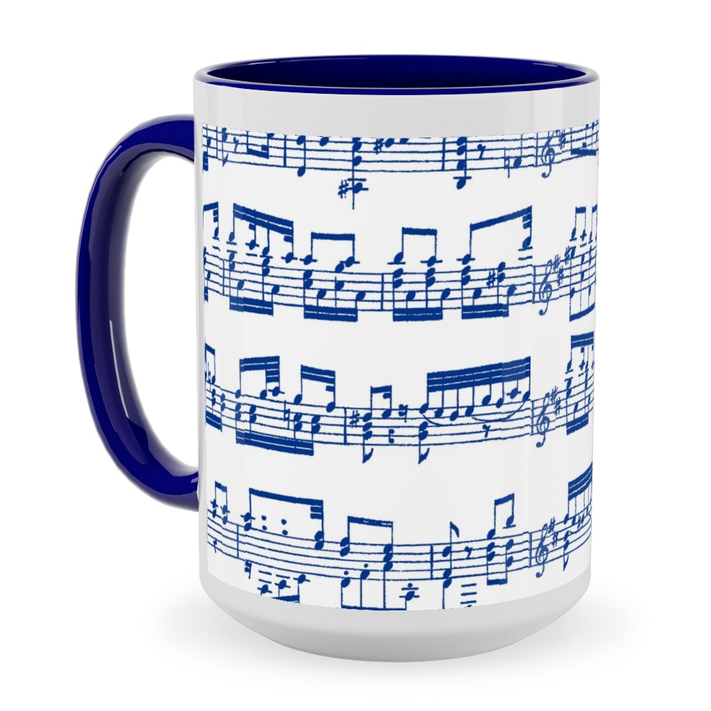 Sheet Music Ceramic Mug, Blue,  , 15oz, Blue