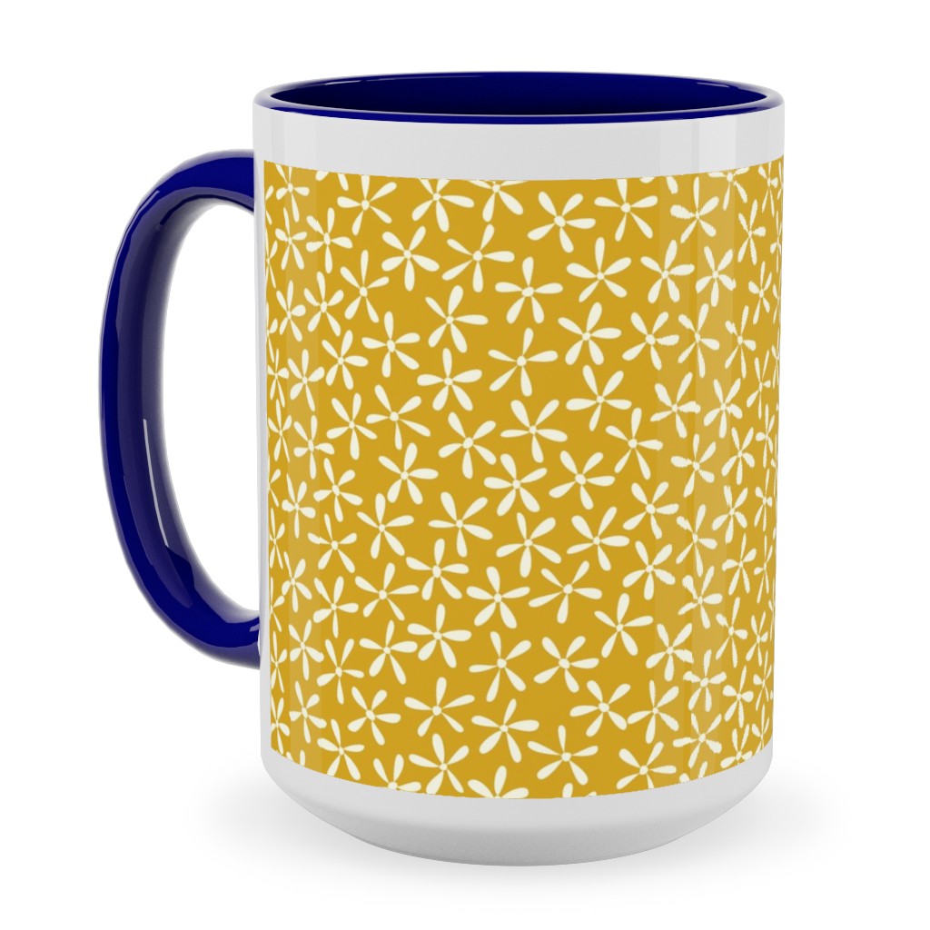 Hellow Spring - Mustard Yellow Ceramic Mug, Blue, , 15oz, Yellow, Classic Yellow