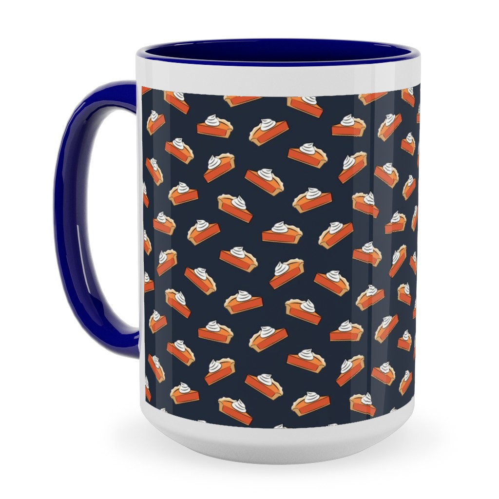 Just One Slice - Pumpkin Pie on Blue Ceramic Mug, Blue,  , 15oz, Blue