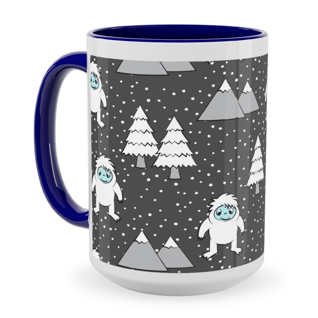 Yetti Tree Mountains - Gray Ceramic Mug, Blue,  , 15oz, Gray