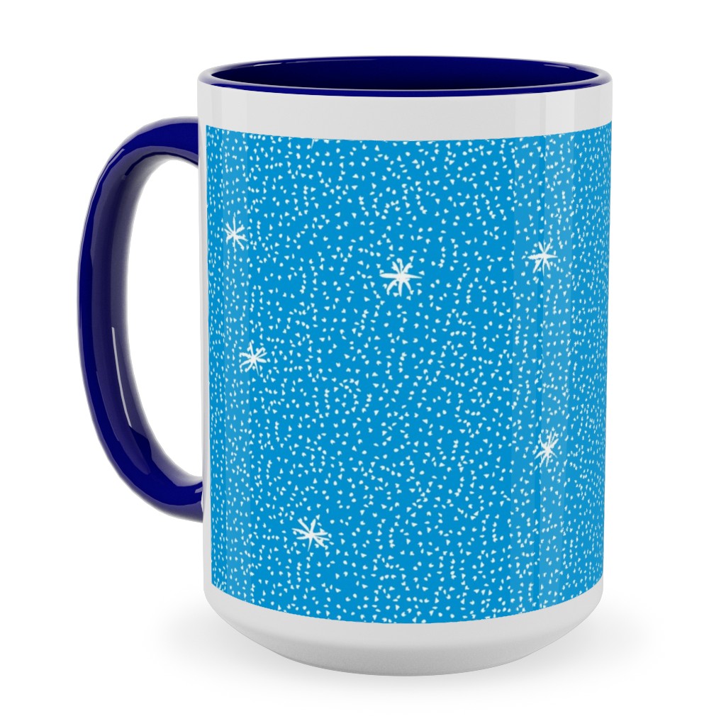 Holiday Hygge Snowflakes Ceramic Mug, Blue, , 15oz, Blue, True Blue