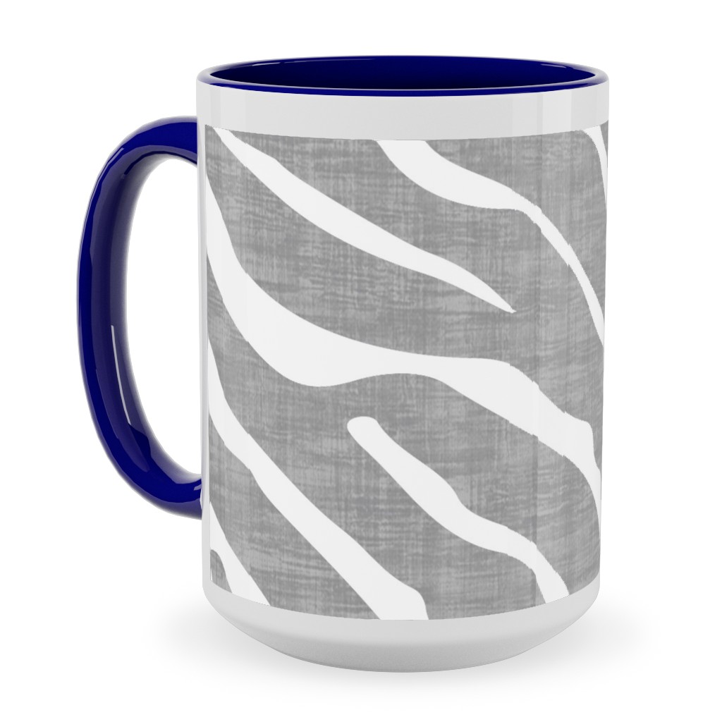 Zebra Texture - Gray Ceramic Mug, Blue,  , 15oz, Gray