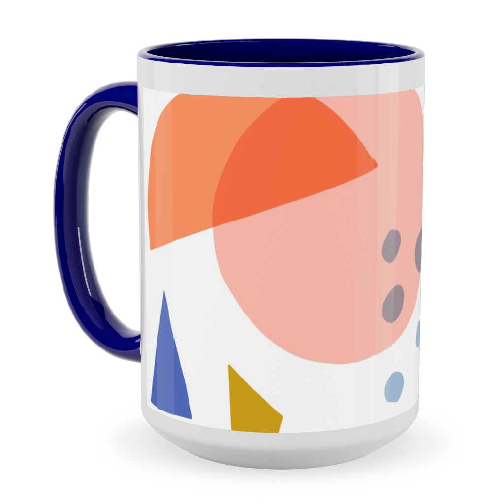 Abstract Circles and Triangles - Multi Ceramic Mug, Blue,  , 15oz, Multicolor