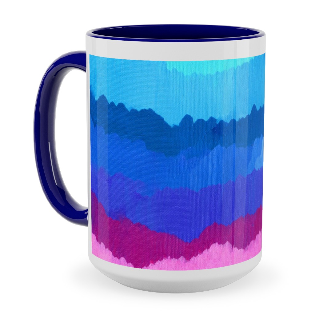 Rainbow Acrylic Waves Ceramic Mug, Blue,  , 15oz, Multicolor