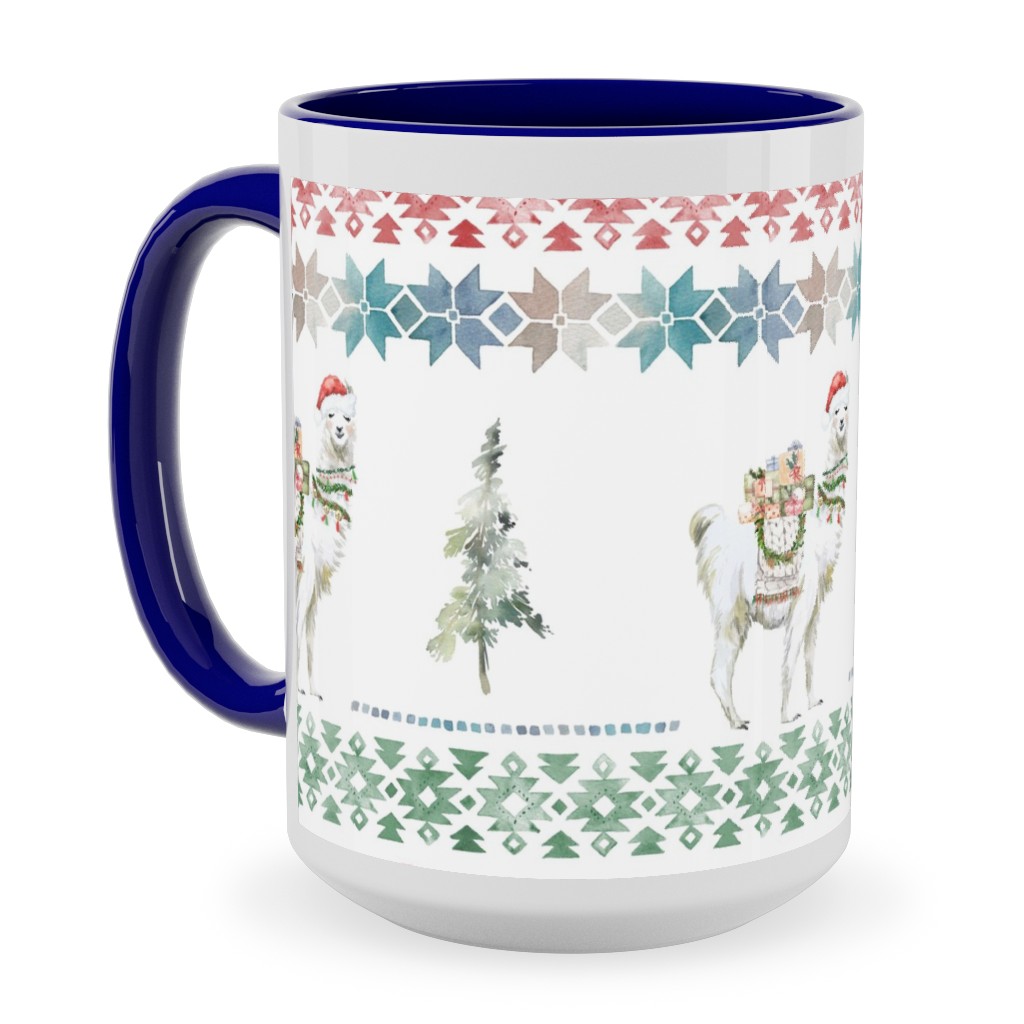 Christmas Llama Sweater Print - Multi Ceramic Mug, Blue, , 15oz, Multicolor