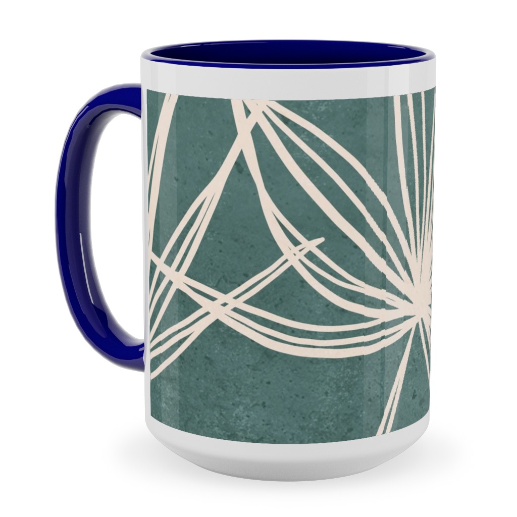 Palm Fronds Fan - Green Ceramic Mug, Blue, , 15oz, Green, Classic Green