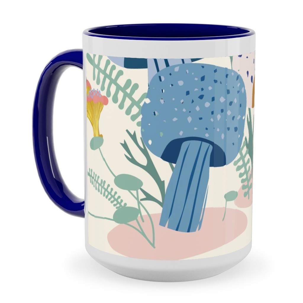 Whimsical Mushroom Village - Multi Ceramic Mug, Blue,  , 15oz, Multicolor