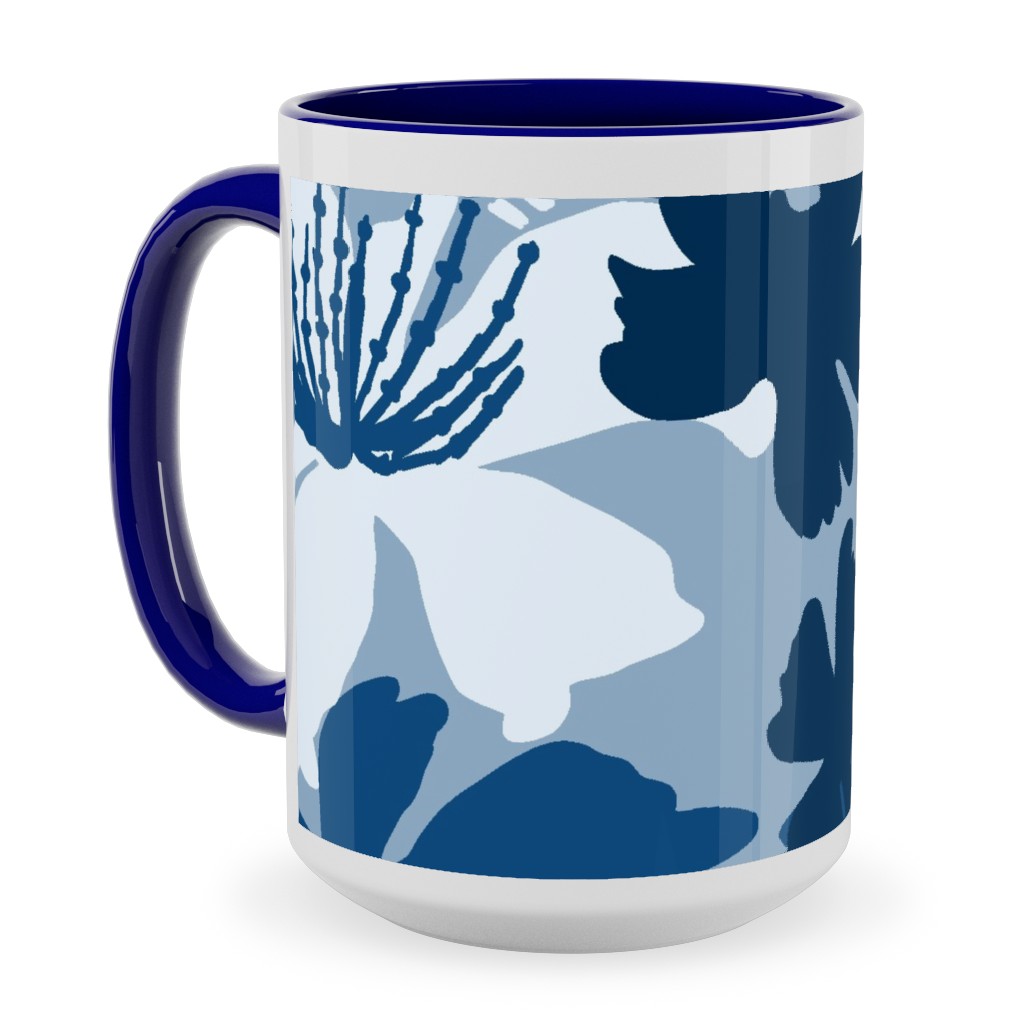 Blue Photo Mugs Barely Blue Floral Ceramic Mug Blue 15oz Blue True Blue