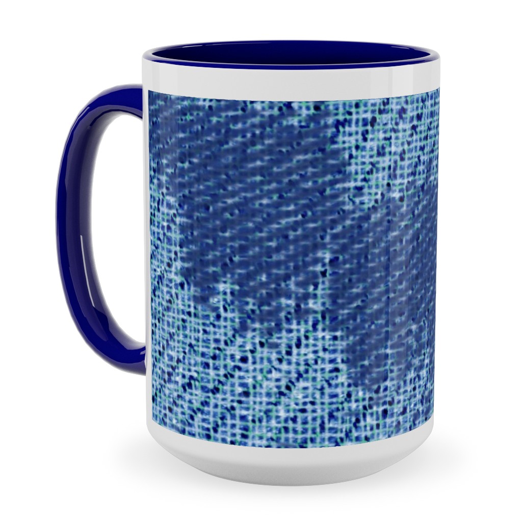 Blue Photo Mugs Blue Ikat Ceramic Mug Blue 15oz Blue True Blue