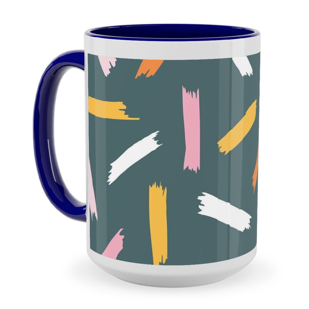Fun With Paint - Dark Blue Ceramic Mug, Blue,  , 15oz, Multicolor