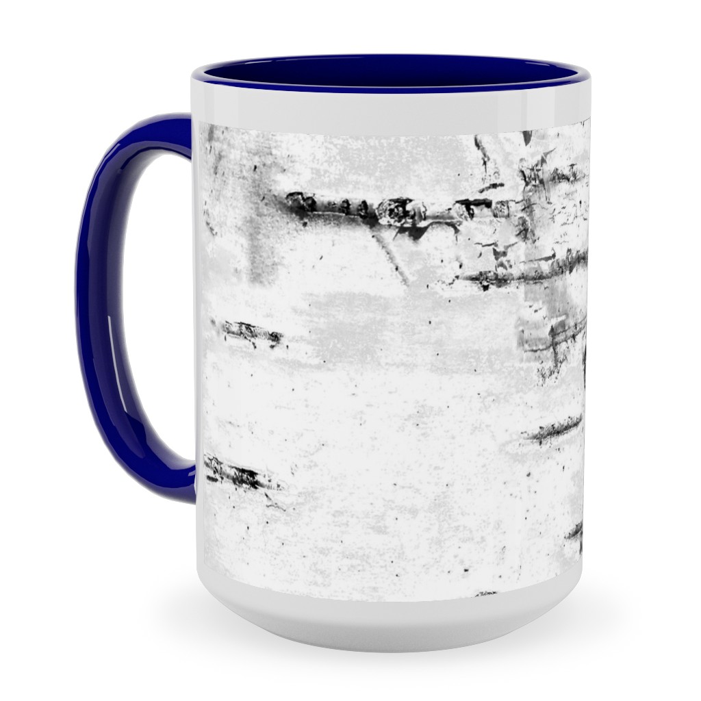 Birch Bark - White, Gray Ceramic Mug, Blue, , 15oz, Gray, Gray