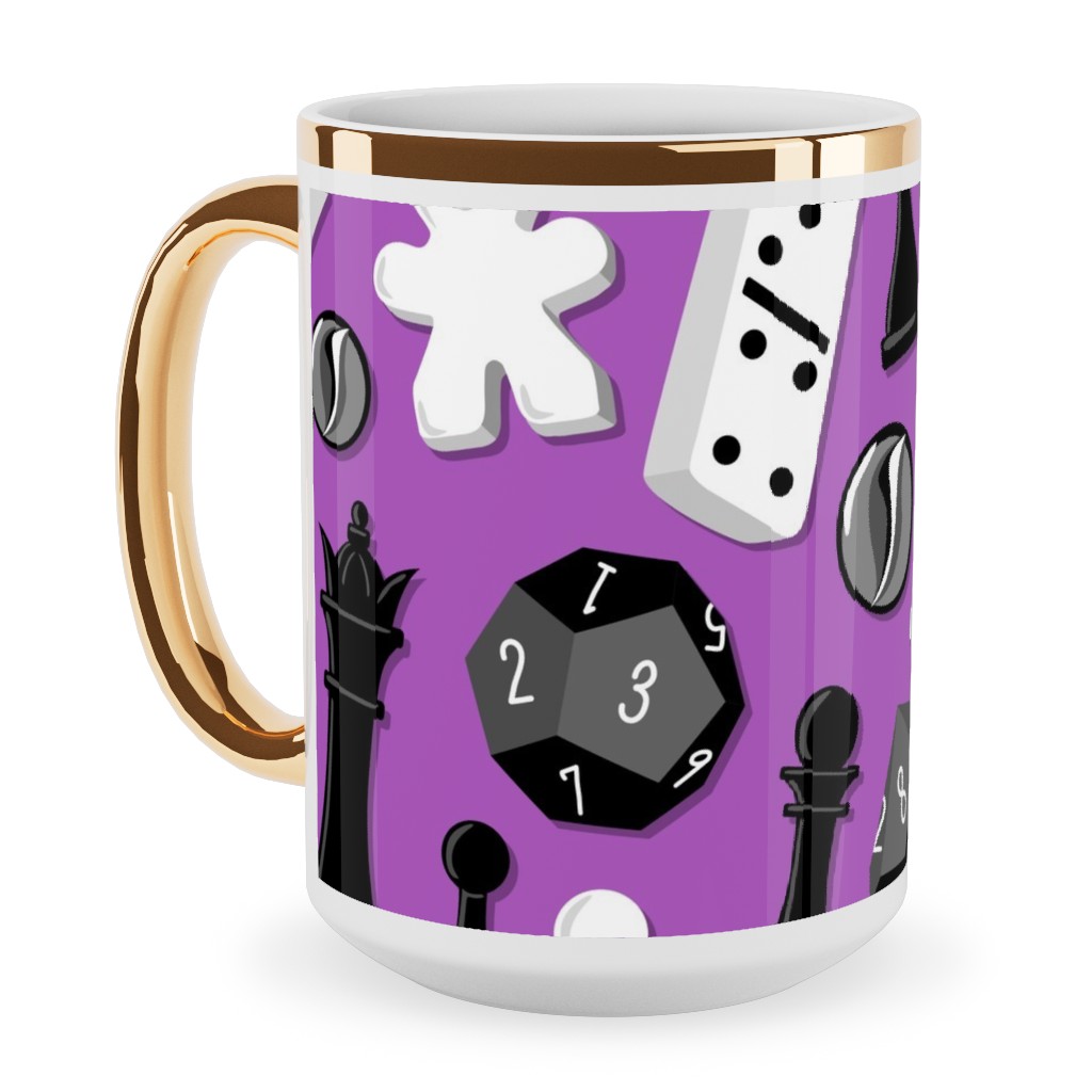 Game on Ceramic Mug, Gold Handle,  , 15oz, Purple