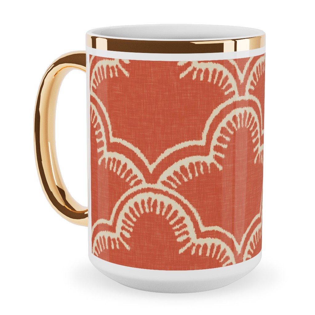 Tangier Ceramic Mug, Gold Handle, , 15oz, Orange, Fawn