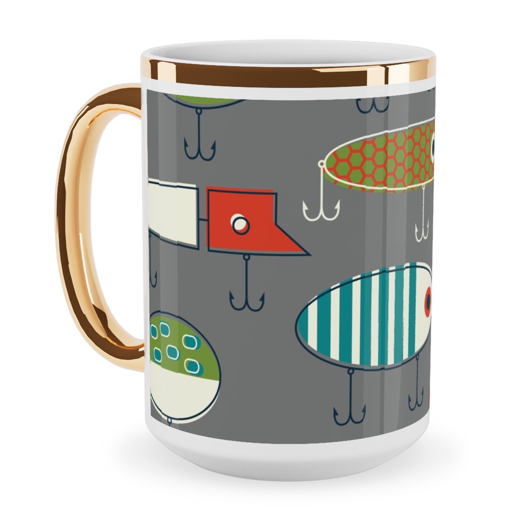 Hooked Up Ceramic Mug, Gold Handle, , 15oz, Multicolor, Cement