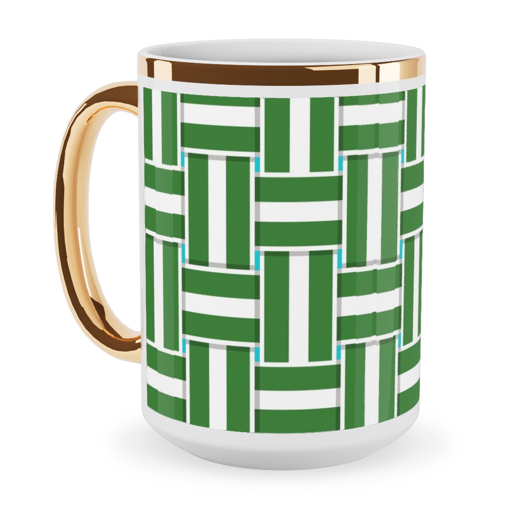 Chaise Lounge - Green Ceramic Mug, Gold Handle, , 15oz, Green, Classic Green