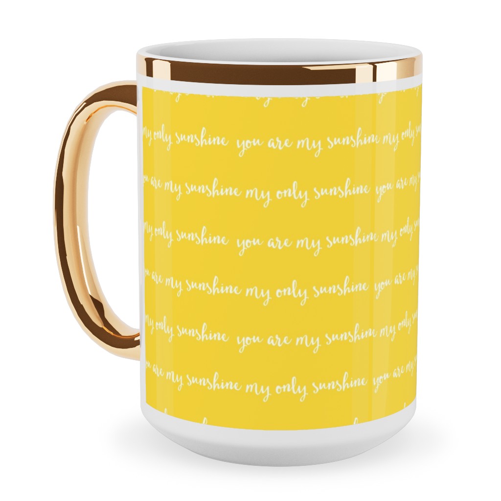 Sunshine - Yellow Ceramic Mug, Gold Handle, , 15oz, Yellow, Classic Yellow
